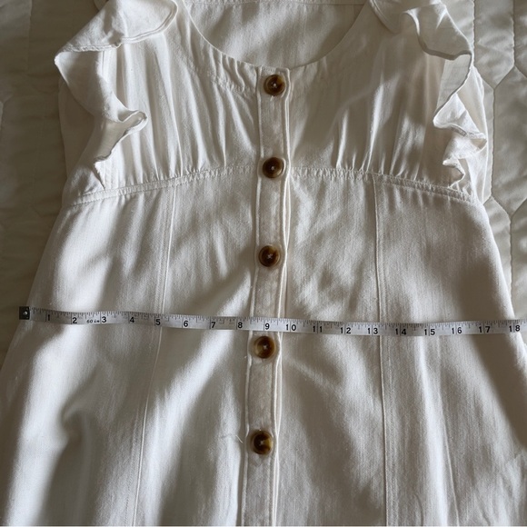 Anthropologie Pilcro Cream Ruffle Button-Front Dress – Size 10P Petite​​ - Picture 10 of 10